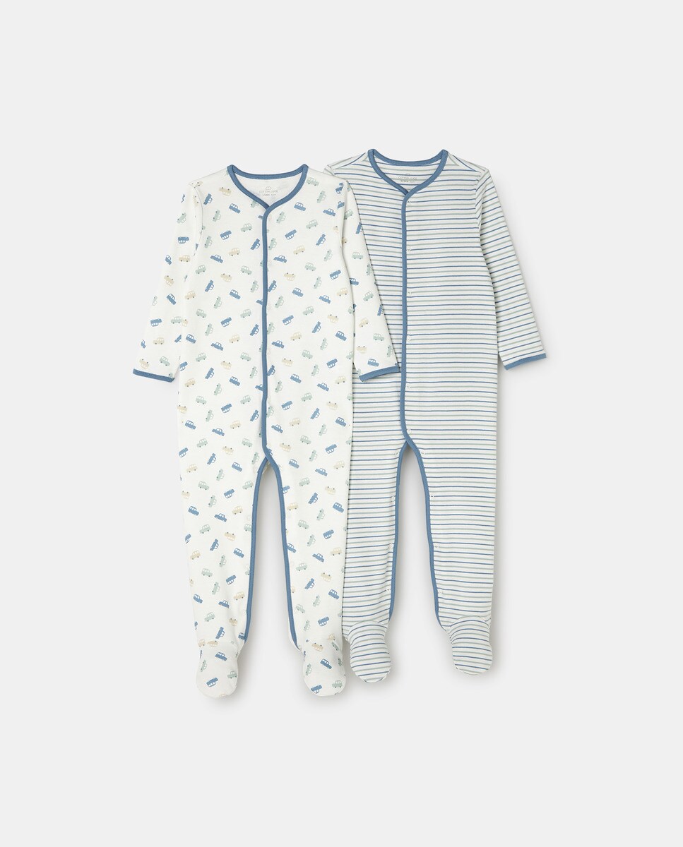 Lot de deux grenouillères pantalon avec imprimé voitures