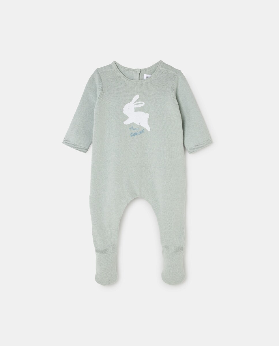 Grenouillère brodée avec petit animal en tricot