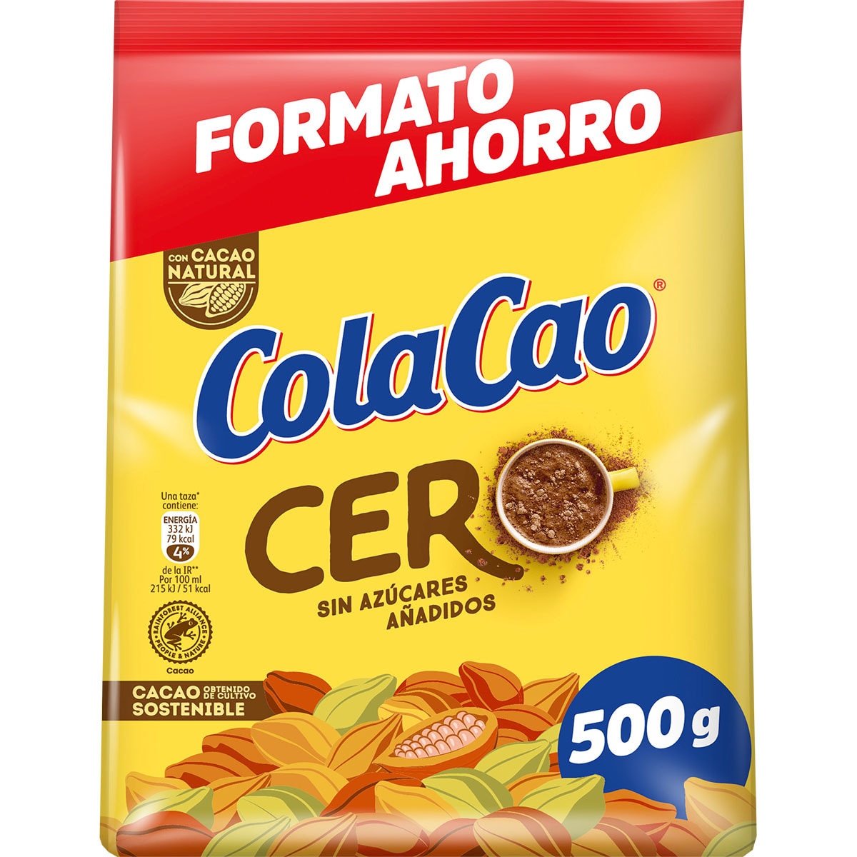 Cero cacao soluble sin azúcares añadidos bolsa 500 g