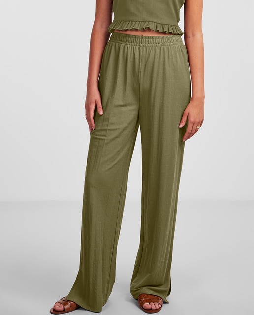 Imagen 0 de Pantalón ancho recto de cintura alta de mujer