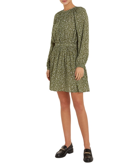 Imagen 0 de Vestido fluido de manga larga con cuello redondo