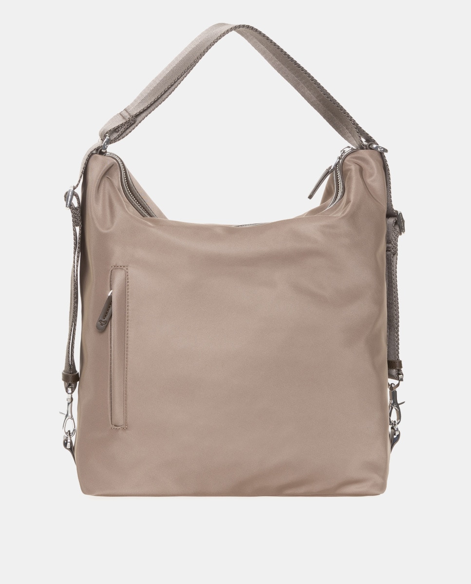 Mala hobo de nylon castanha conversível em mochila Castanho-6