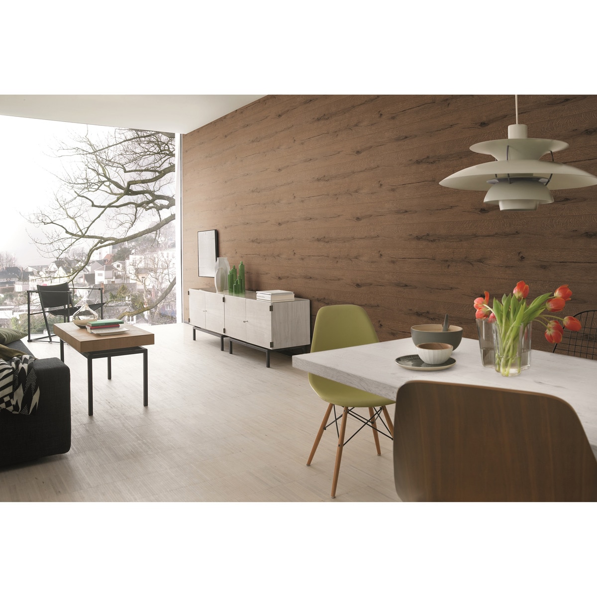 Papel Pintado TNT com Efeito de Madeira Loft 3 Castanho-2