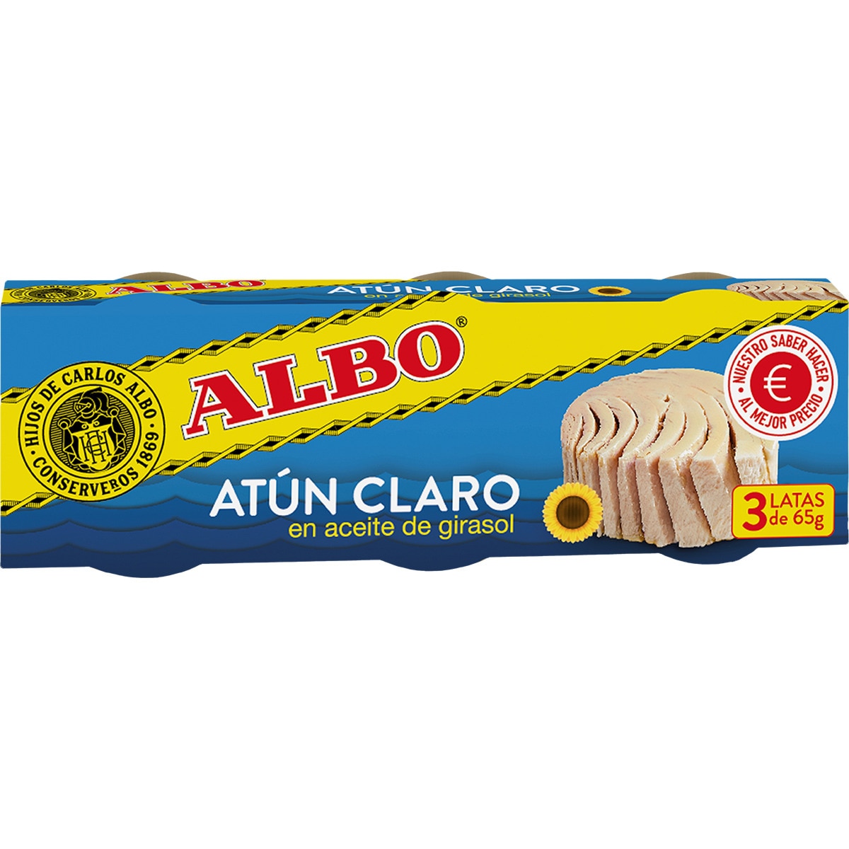 atún claro en aceite de girasol pack 3 lata 48 g neto escurrido