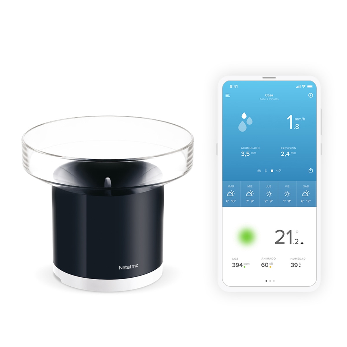 Pluviómetro inteligente Netatmo Negro / Transparente-3