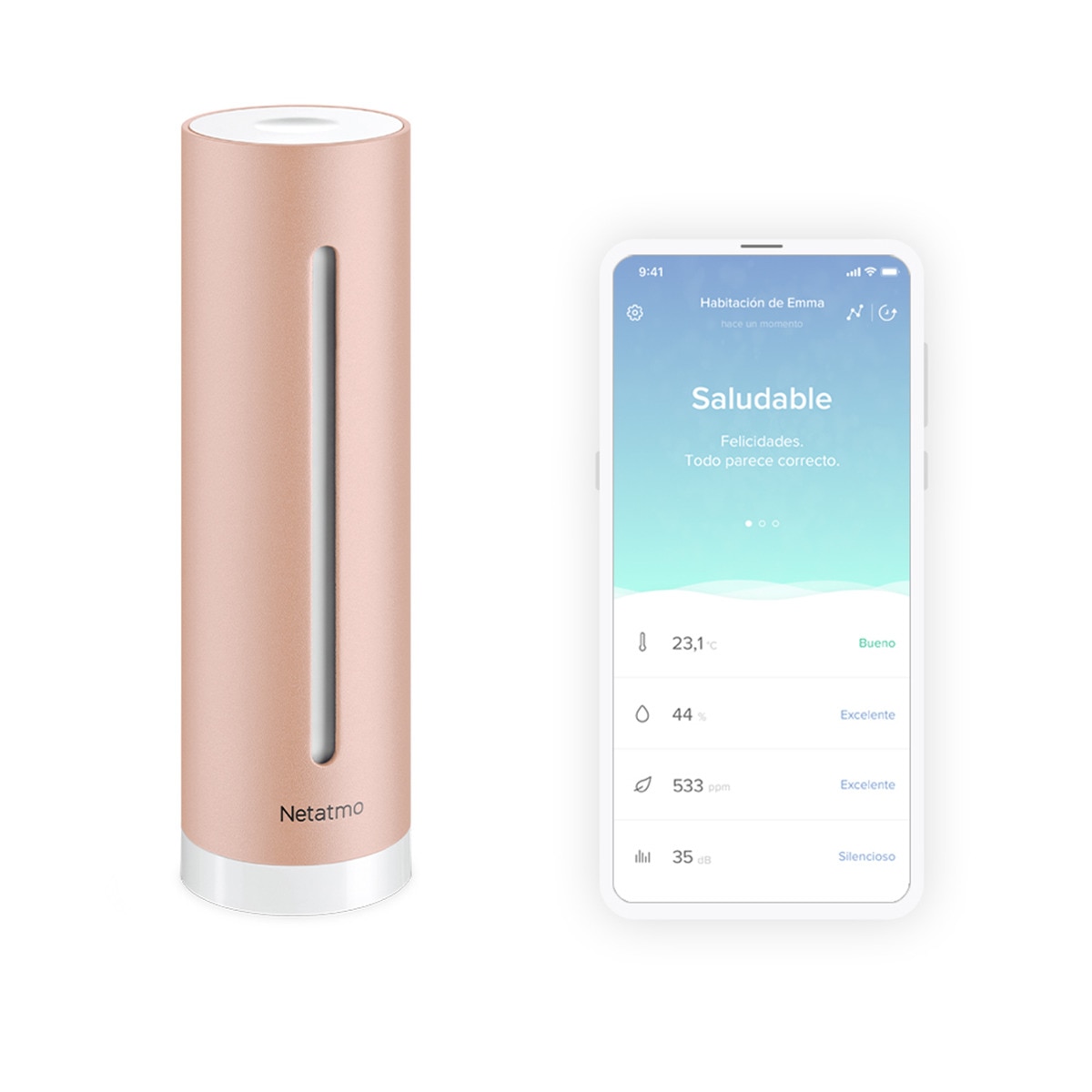 Medidor de calidad del aire Netatmo Healthy Home Coach Rosa-3