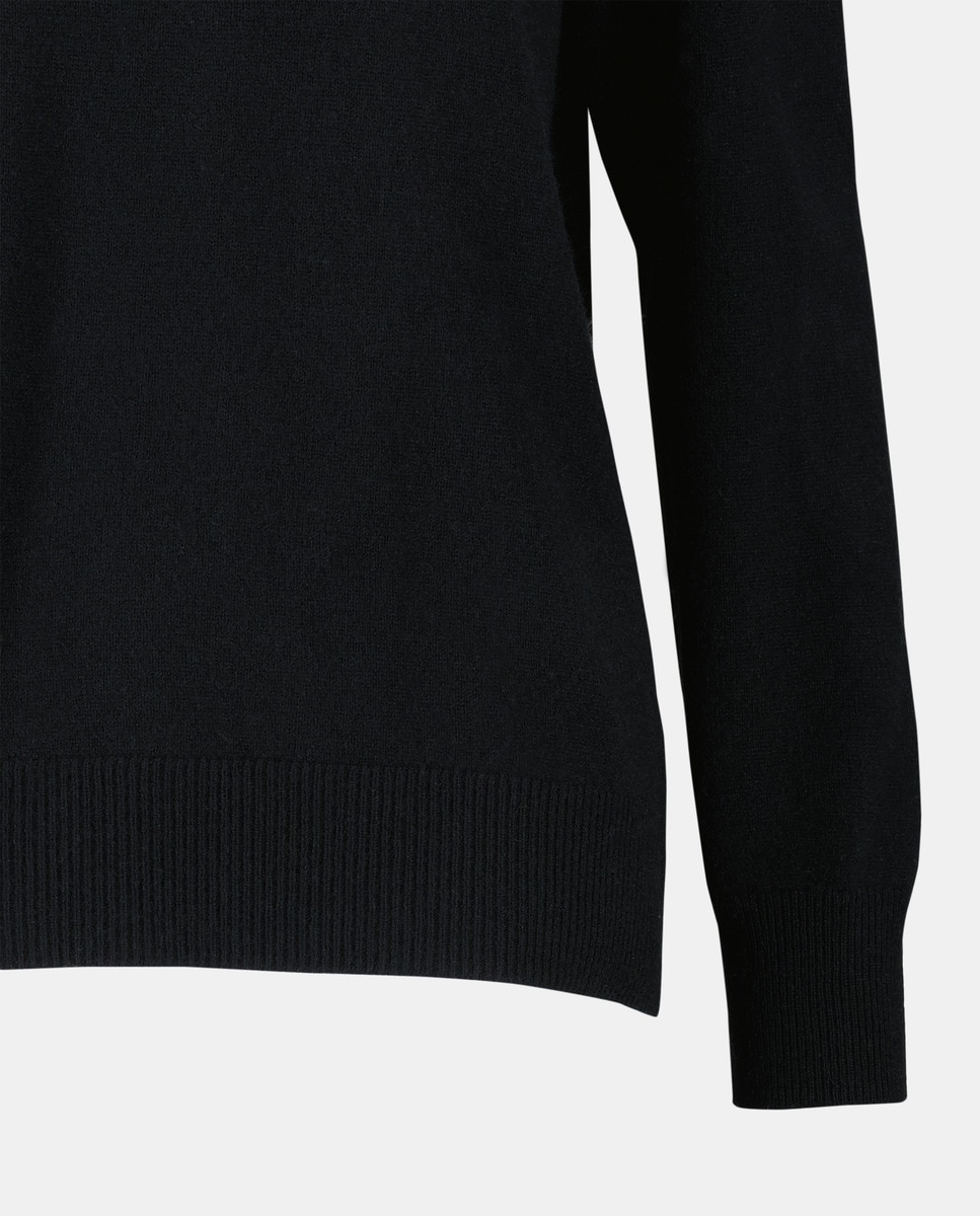 Camisola de Malha 100% Caxemira com Decote Redondo Preto-6