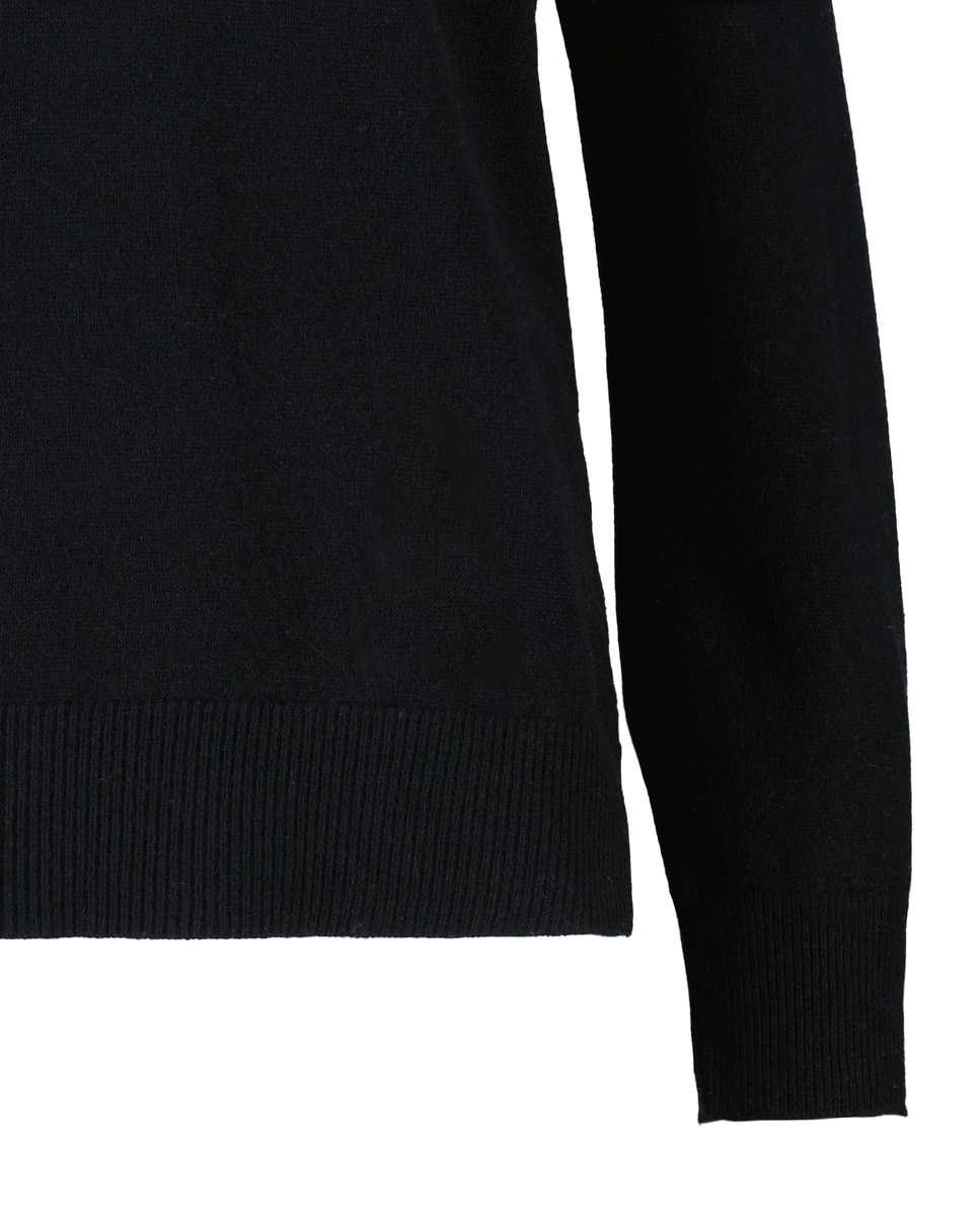 Camisola de Malha com Decote em Bico e em Caxemira Preto-5