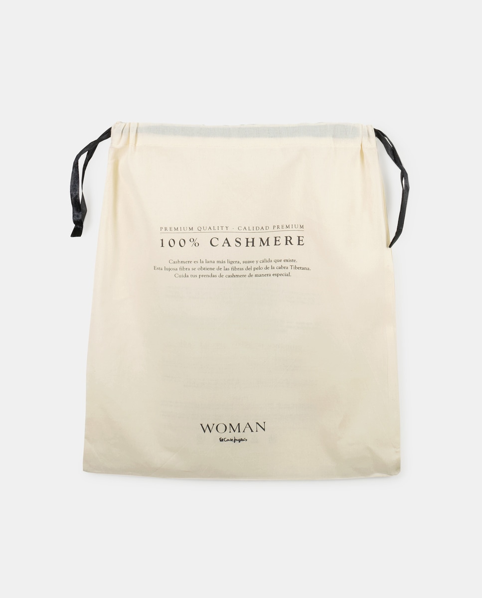 Camisola de Malha com Decote em Bico e em Caxemira Preto-6