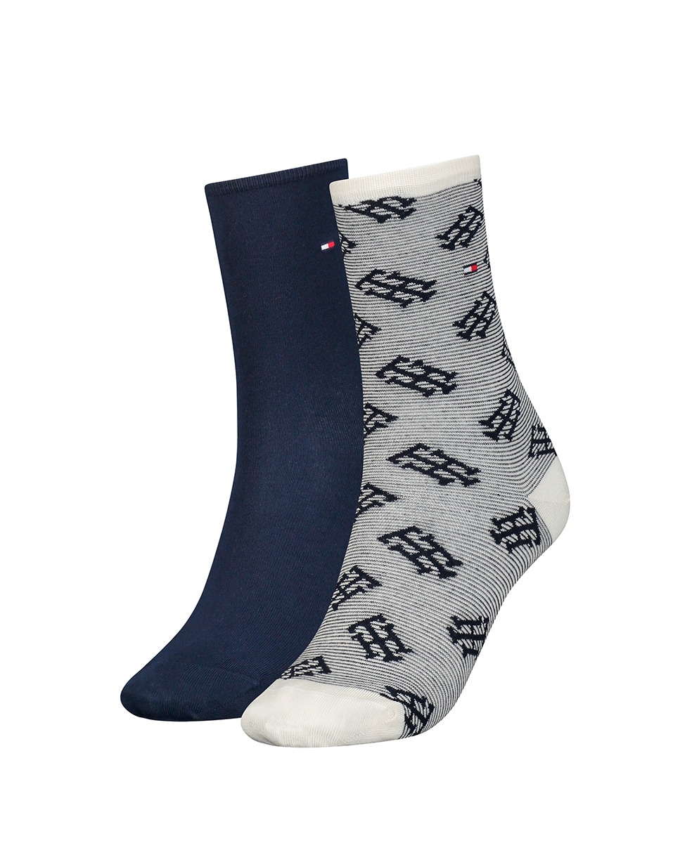 Lot de deux paires de chaussettes avec logos et unies