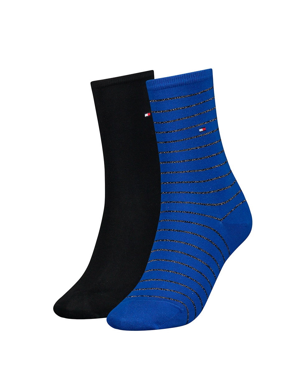 Lot de deux paires de chaussettes à motif en lurex et unies