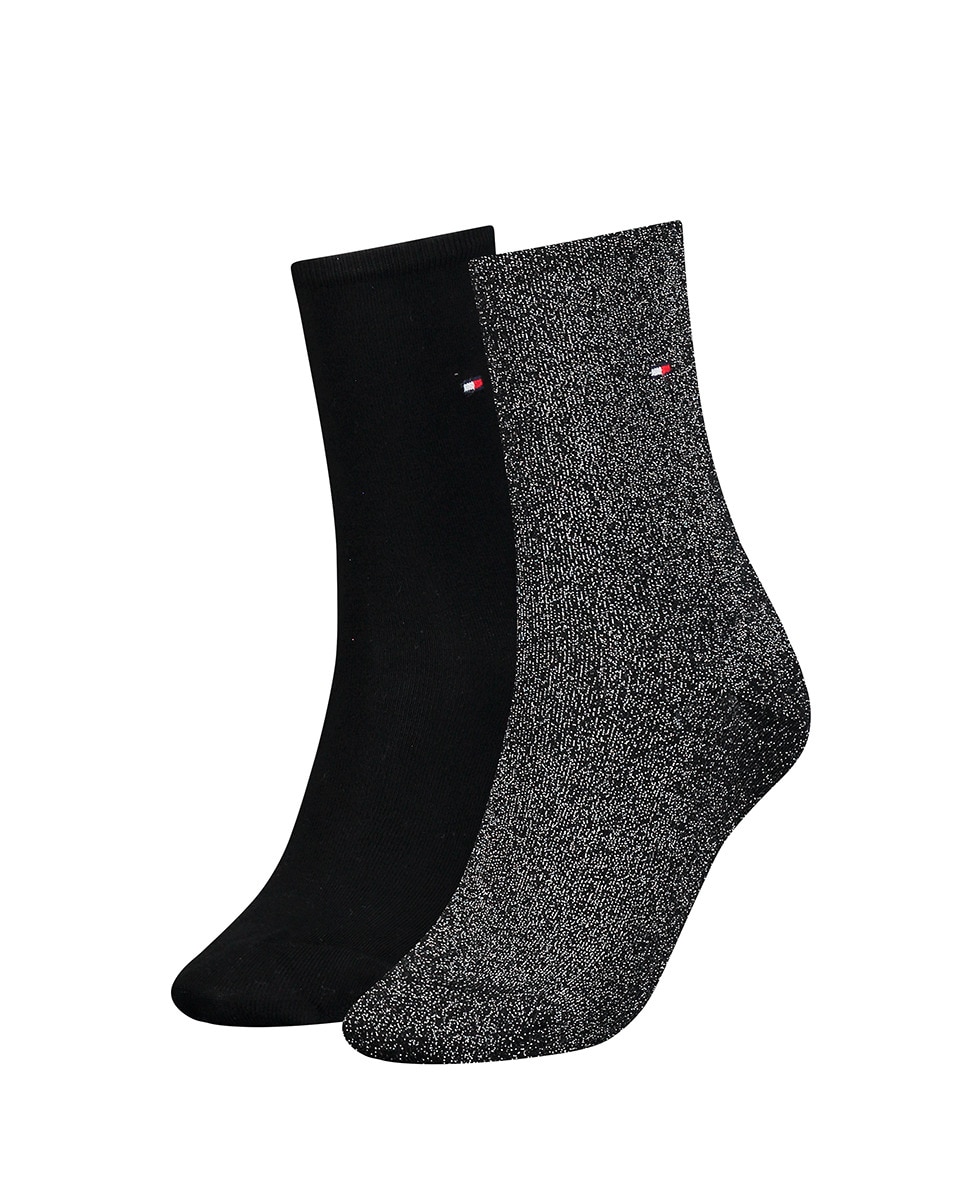 Lot de deux paires de chaussettes en lurex et unies