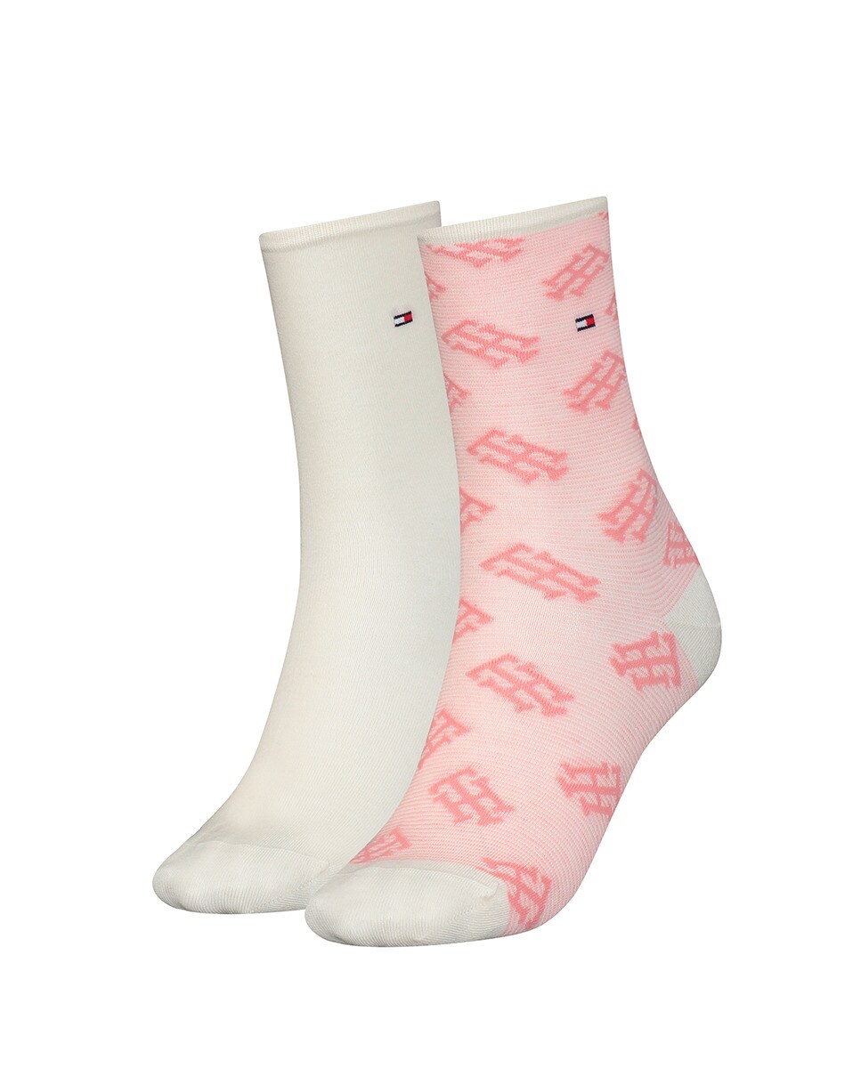 Lot de deux paires de chaussettes avec logos et unies