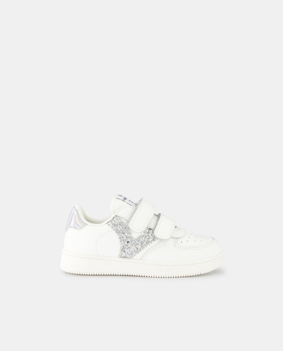 Chaussures basses style baskets avec logo à paillettes et double bride autoagrippante