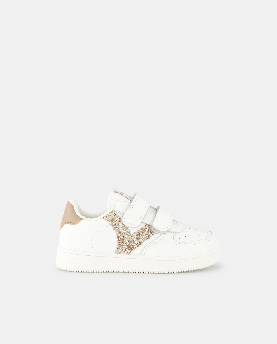 Chaussures basses style baskets avec logo à paillettes et double bride autoagrippante