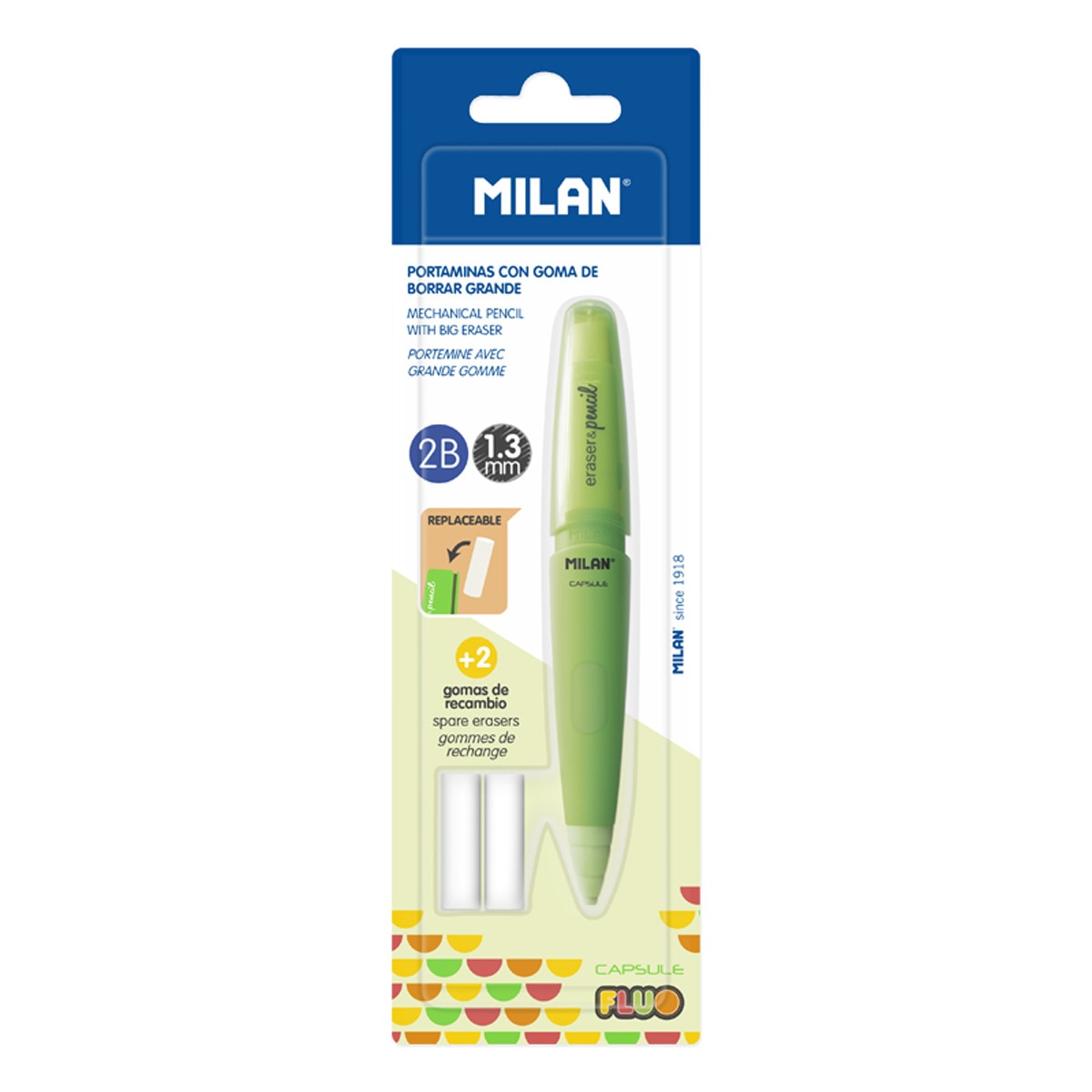 Imagen 0 de Blíster portaminas Capsule Fluo 13 mm + 2 gomas de recambio MILAN