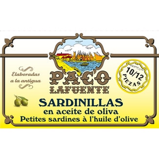 sardinillas en aceite de oliva 10-12 piezas lata 85 g neto escurrido - Paco Lafuente