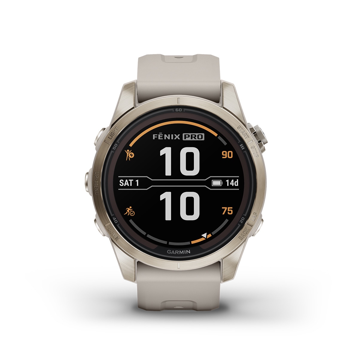 Relógio Smartwatch Fenix 7S Pro Safira Solar Dourado / Bege-11