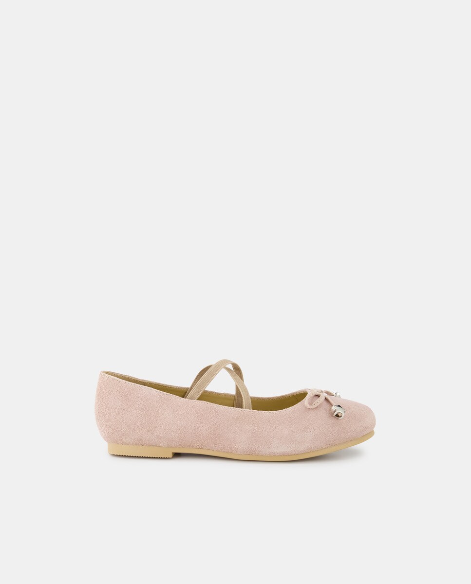 Ballerines croûte de cuir lanières croisées et étoiles