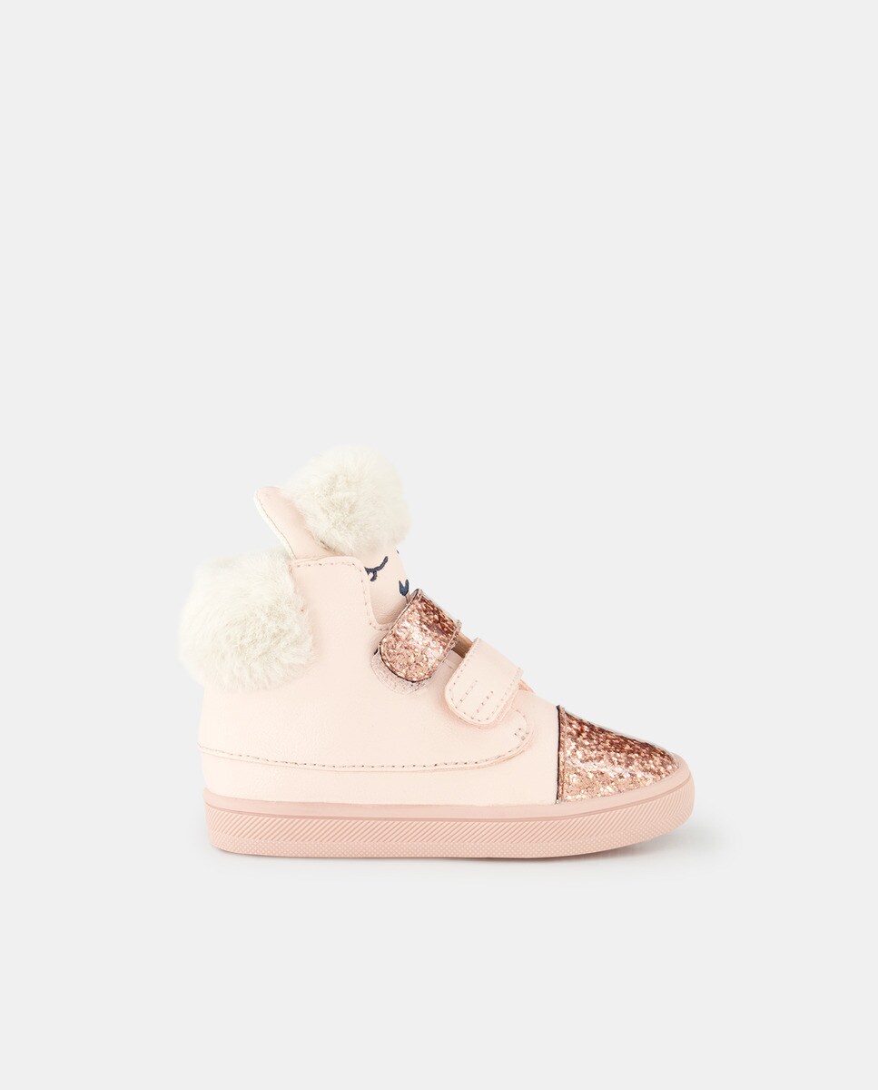 Chaussures montantes à paillettes à semelle cuvette et double bride autoagrippante