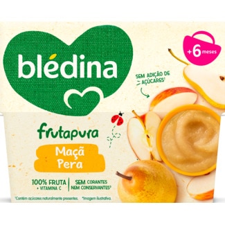 Frutapura Maçã e Pêra a partir dos 4 Meses Pack 4 unidades embalagem 380 g - Blédina