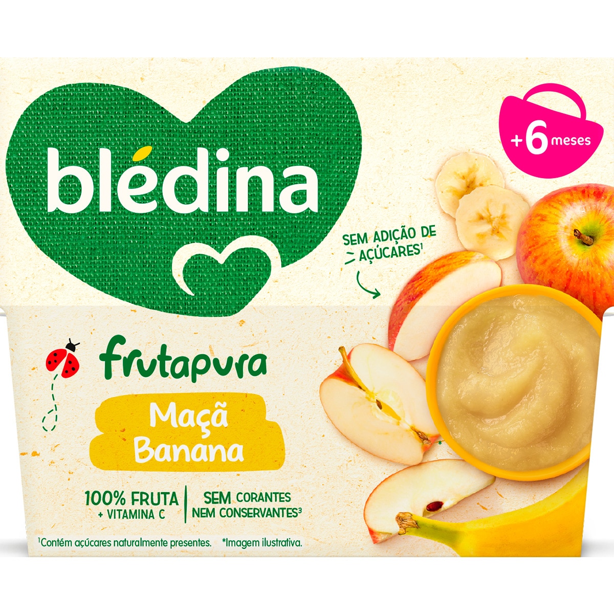Frutapura Maçã e Banana a partir dos 4 Meses Pack 4 unidades embalagem 380 g