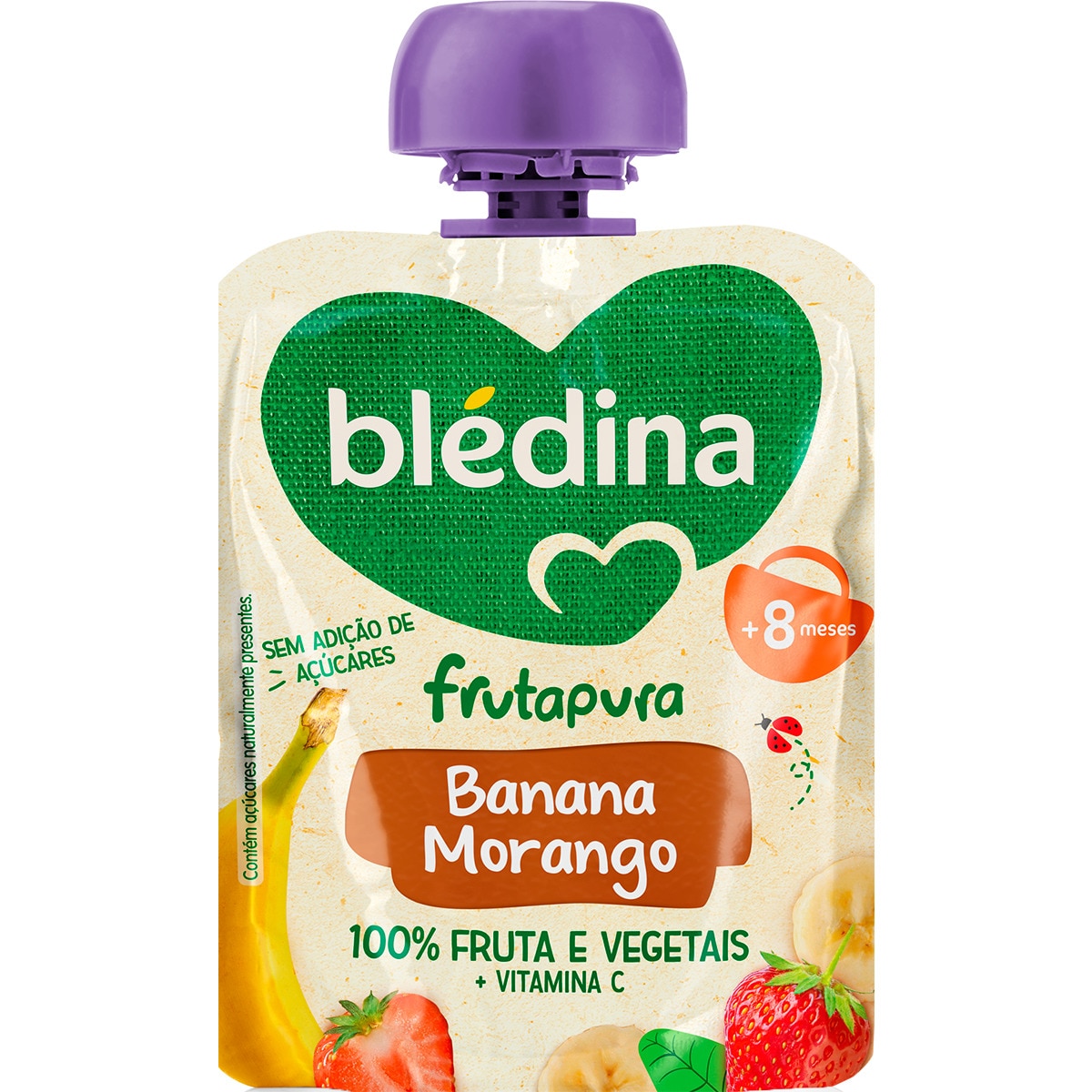 Frutapura Saqueta Banana e Morango sem Adição de Açúcares + 8 Meses embalagem 85 g