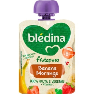 Frutapura Saqueta Banana e Morango sem Adição de Açúcares + 8 Meses embalagem 85 g - Blédina