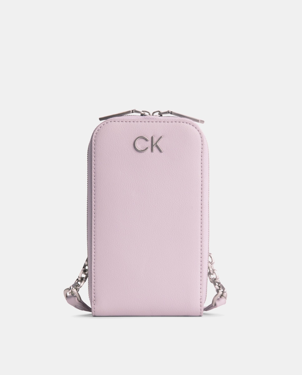 Portetéléphone zippé lilas en matières recyclées mélangées