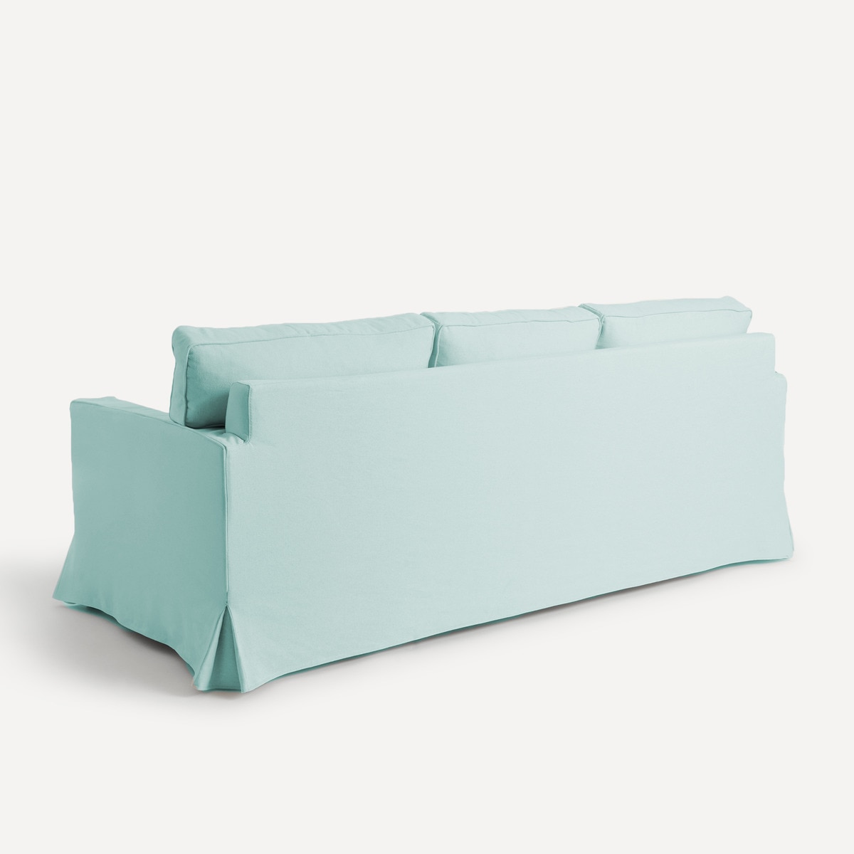 Sofá de 3 Lugares Desembainhável de Algodão e Linho com Braço Reto Bolonia Aqua-4