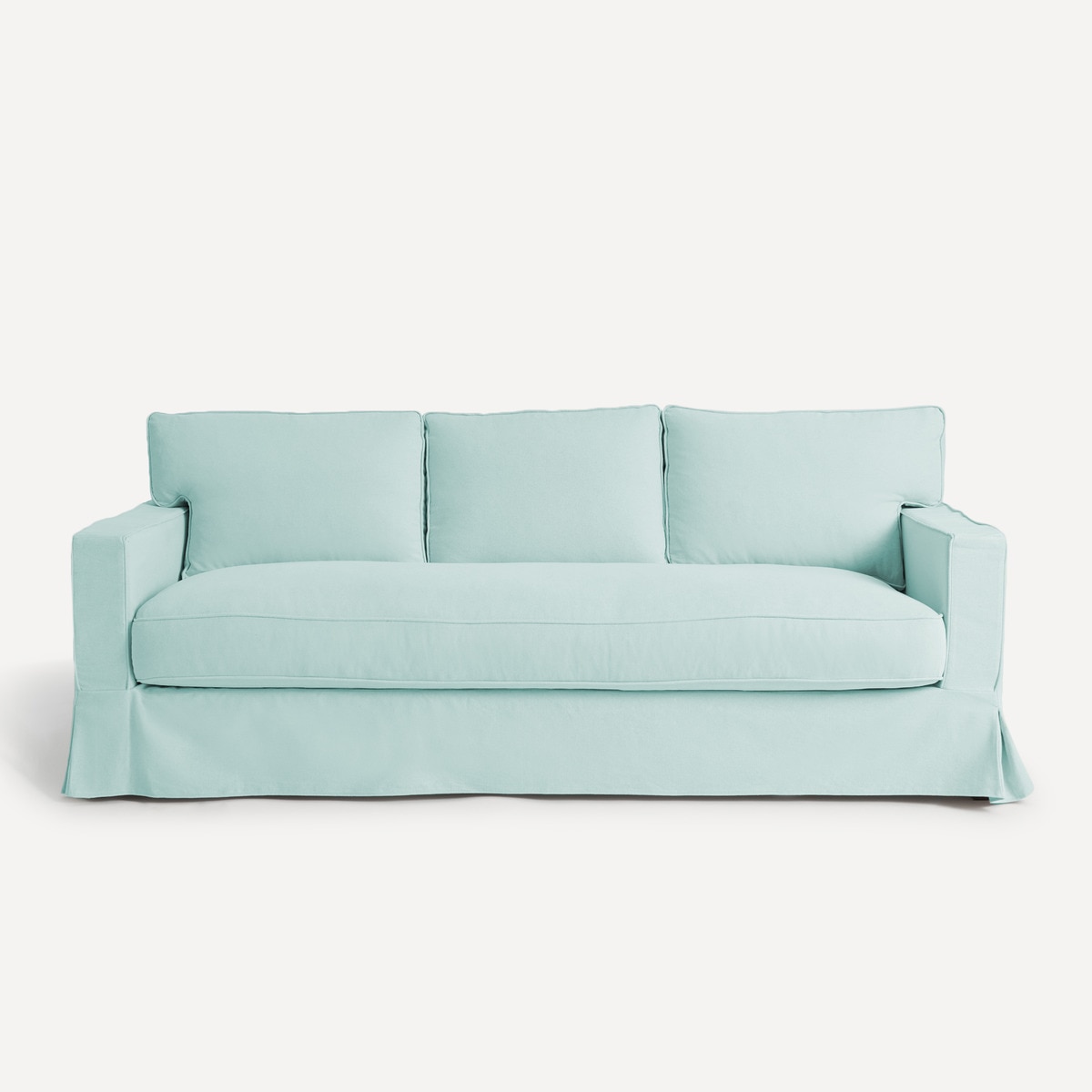 Sofá de 3 Lugares Desembainhável de Algodão e Linho com Braço Reto Bolonia Aqua-1