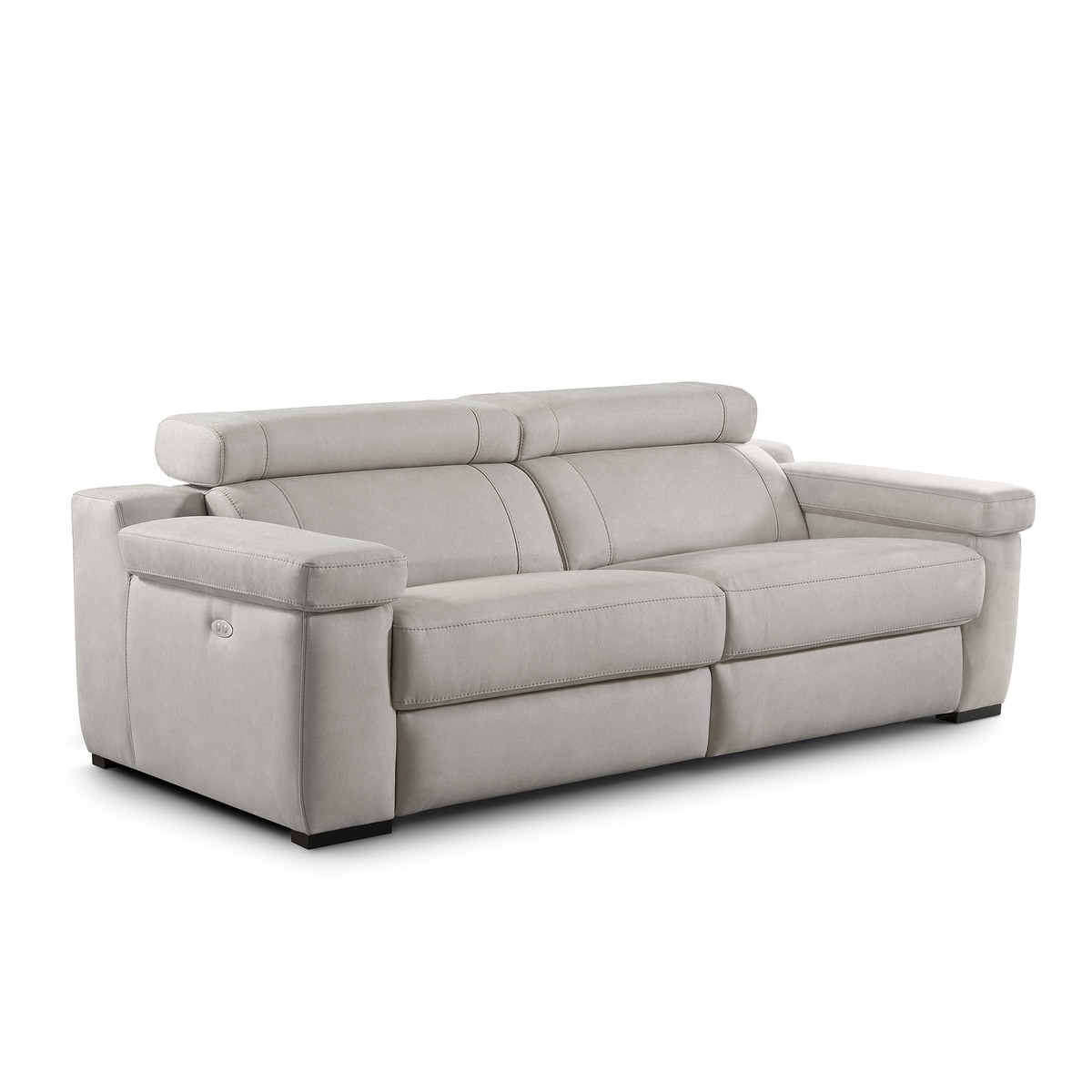 Sofá de 3 Lugares com 2 Assentos de Relax Elétrico em Tecido de Microfibra City Brutus - Cinzento-Claro-2
