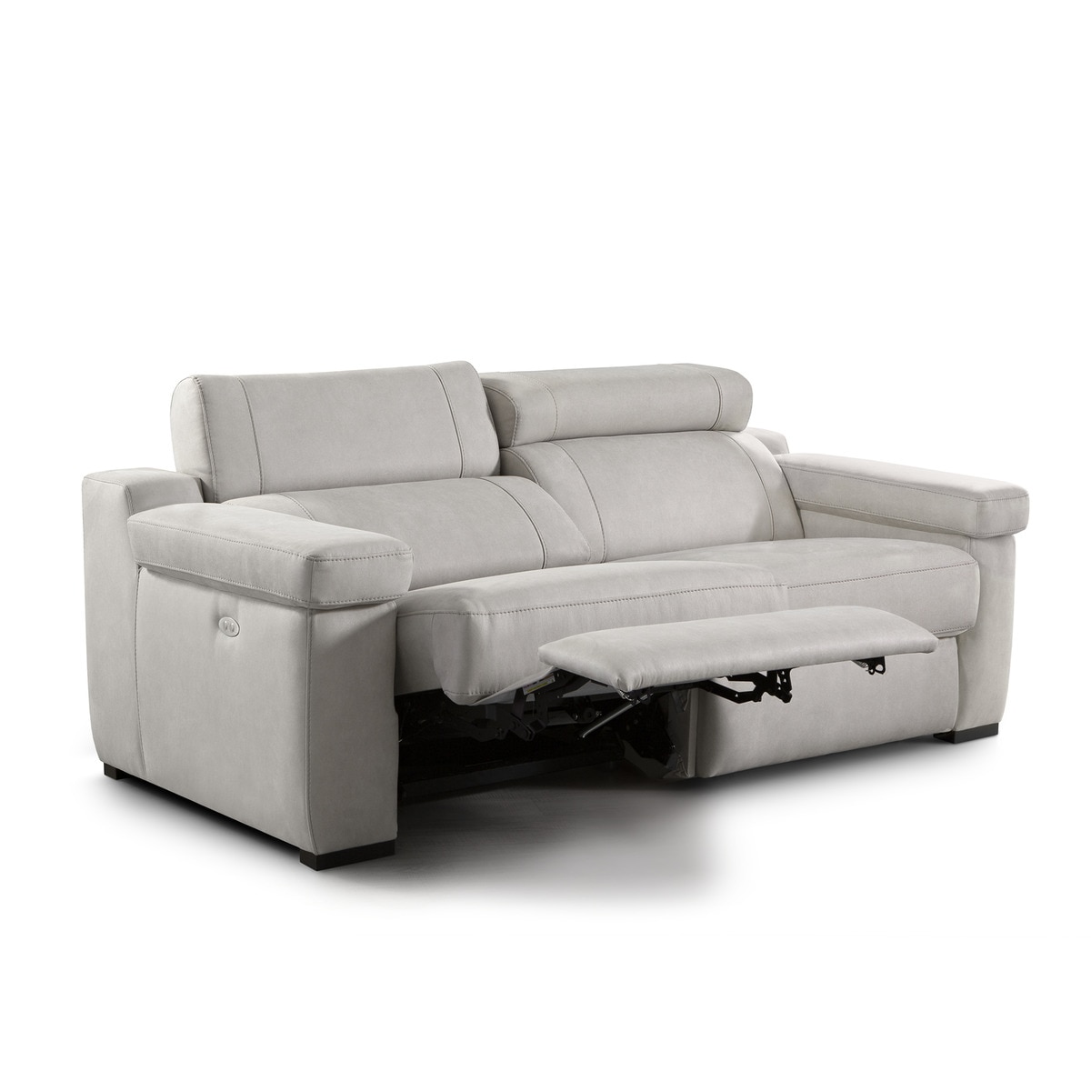 Sofá de 2 Lugares com 2 Assentos de Relax Elétrico em Tecido de Microfibra City Brutus - Cinzento-Claro-3