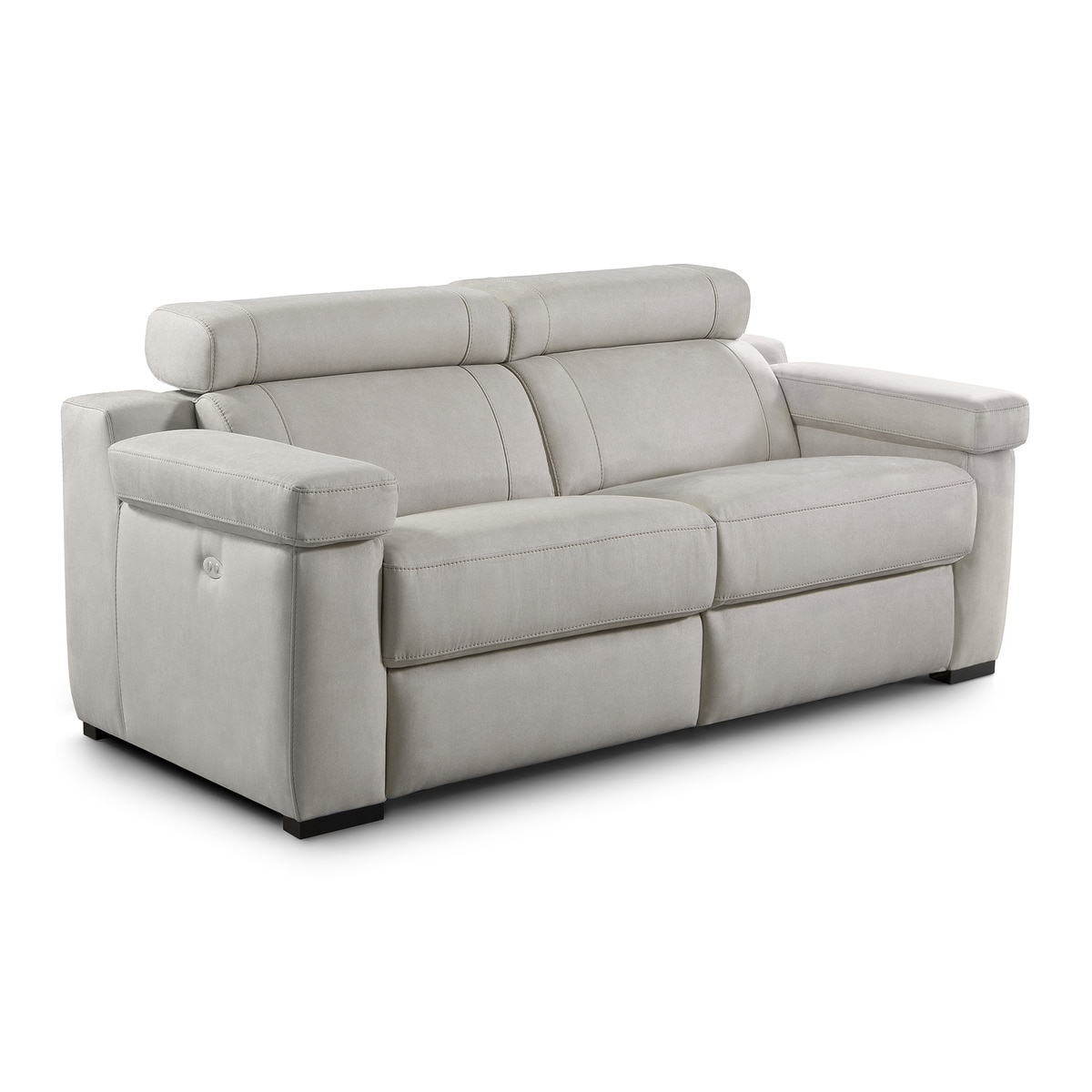 Sofá de 2 Lugares com 2 Assentos de Relax Elétrico em Tecido de Microfibra City Brutus - Cinzento-Claro-2