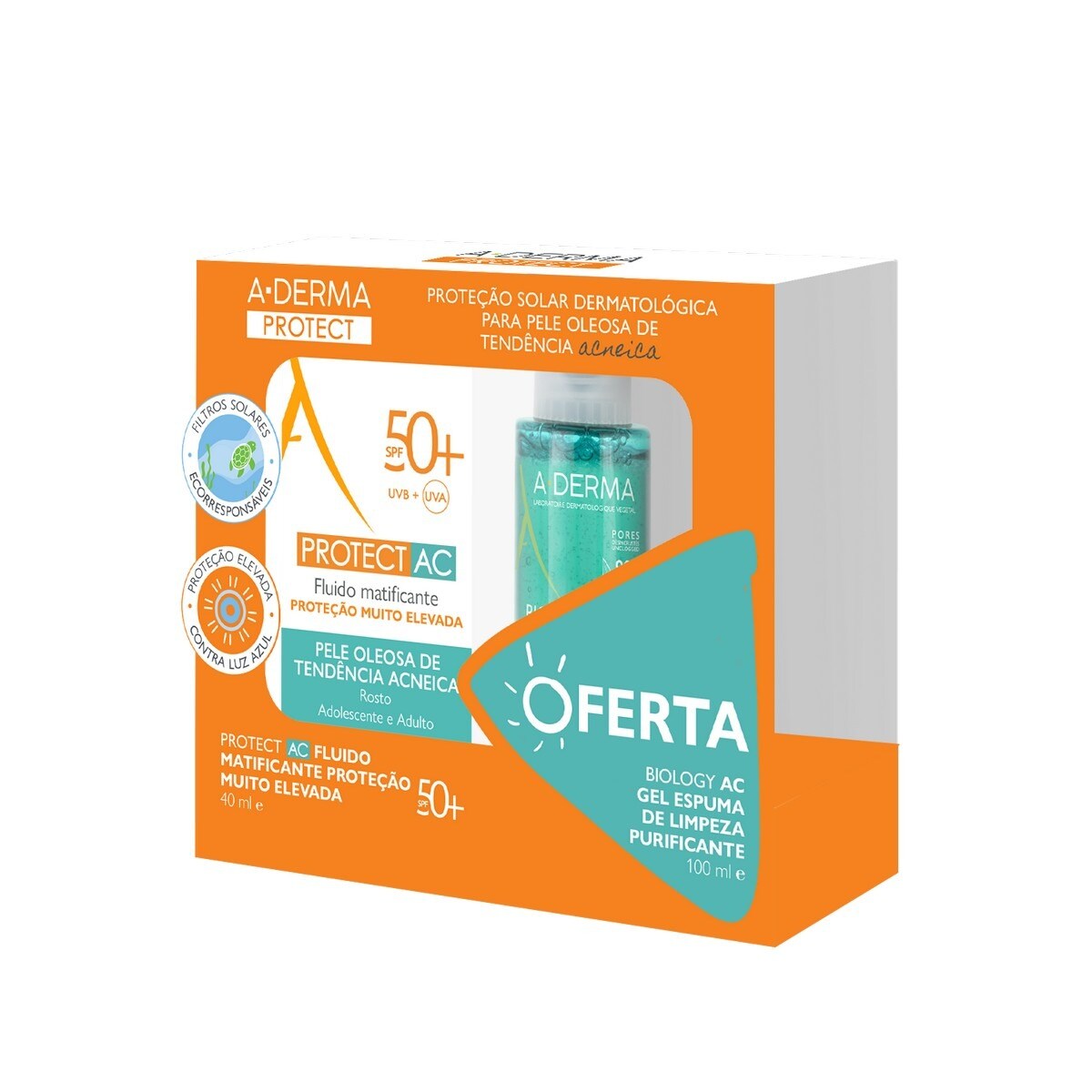 Kit Protetor Solar Protect AC SPF 50+ Oferta Gel de Limpeza - 40+100 ml 1