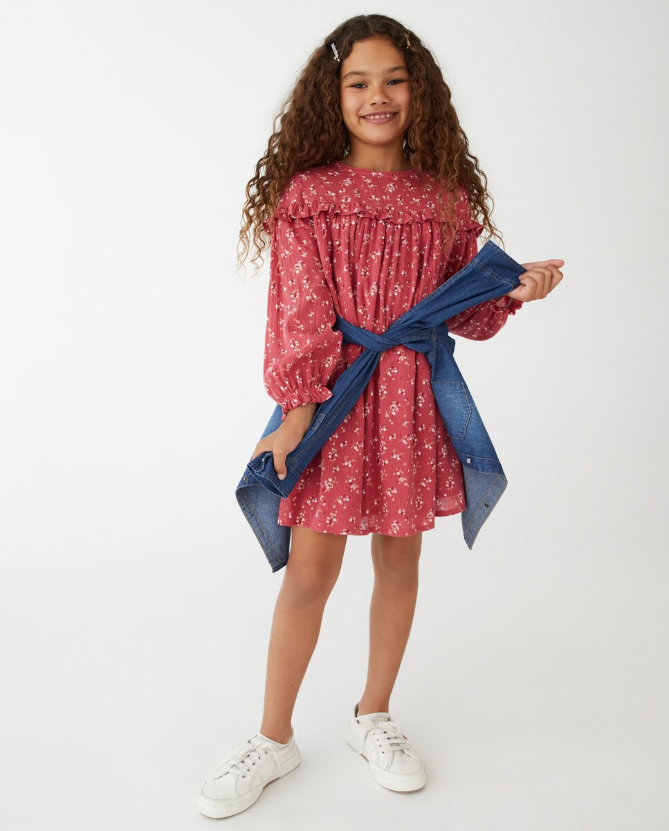 Robe manches longues à motif