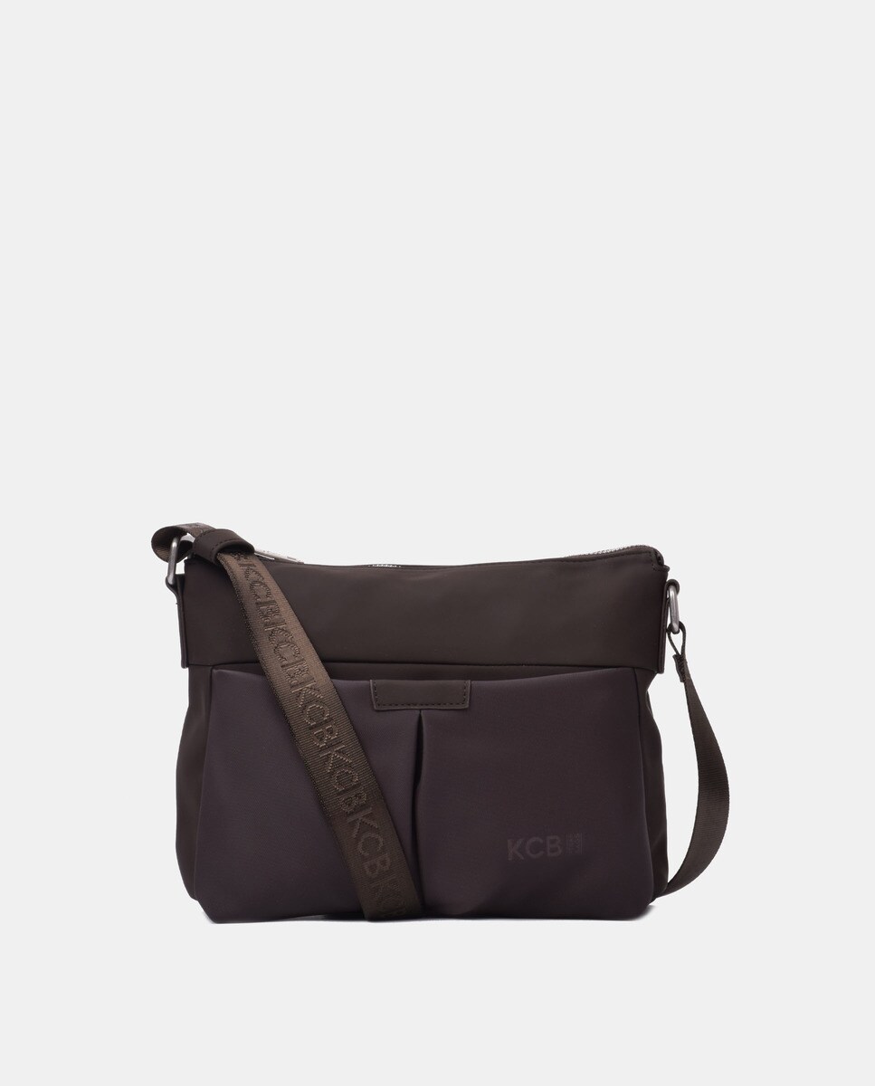 Sac à bandoulière moyen foncé avec poches fermées devant et derrière