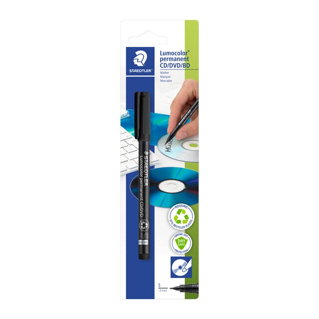 Imagen 0 de Blíster Rotulador Permanente Lumocolor Staedtler para CD punta S negro