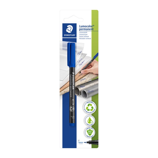 Imagen 0 de Blíster Rotulador Permanente Lumocolor Staedtler punta F azul