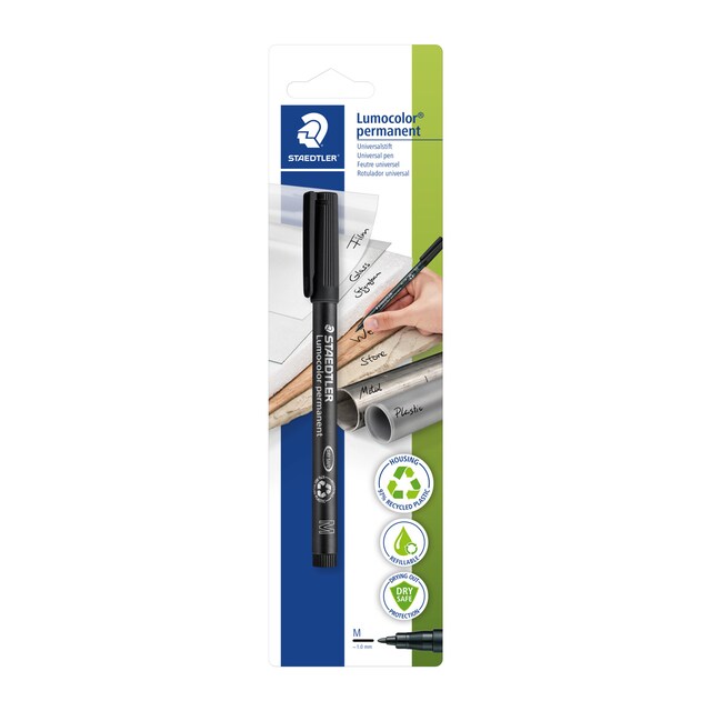 Imagen 0 de Blíster Rotulador Permanente Lumocolor Staedtler punta M negro