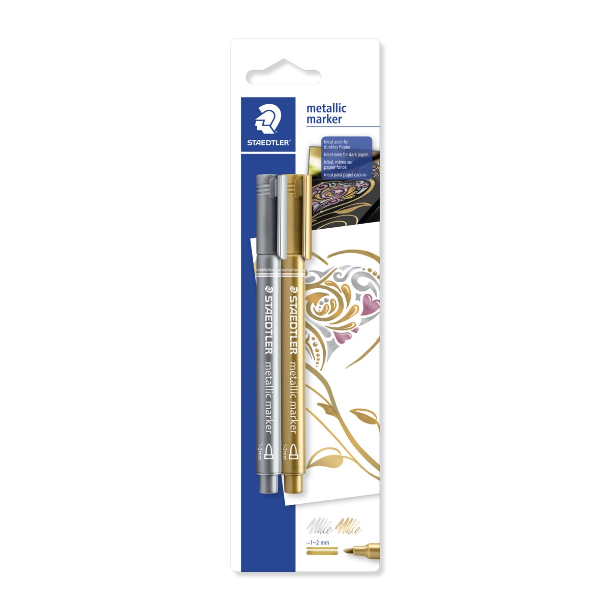 Marcadores Metalizados Staedtler Dourado e Prateado 1