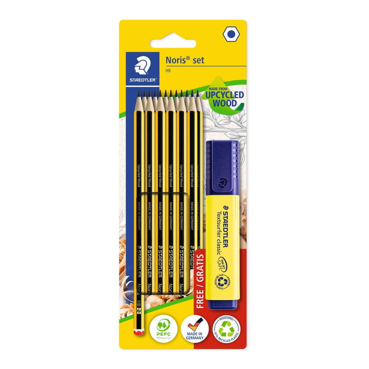 12 Lápices de Grafito Noris HB + Flúor Staedtler 1