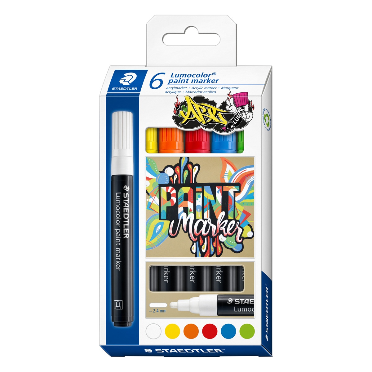 Imagem 0 de Pack de 6 Marcadores Acrílicos Lumocolor STAEDTLER 349 - Multicolor