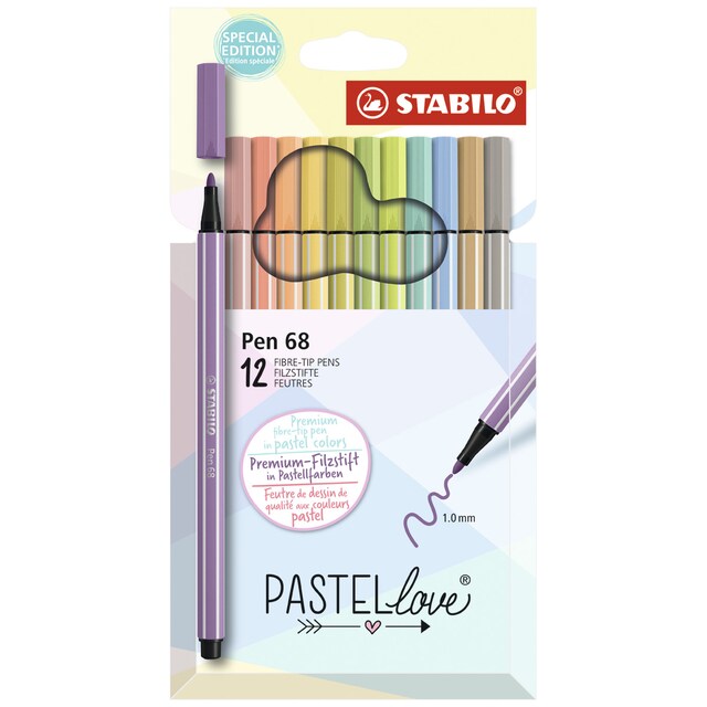 Imagen 0 de Estuche con 12 rotuladores premium Pen 68 Pastellove Collection STABILO multicolor