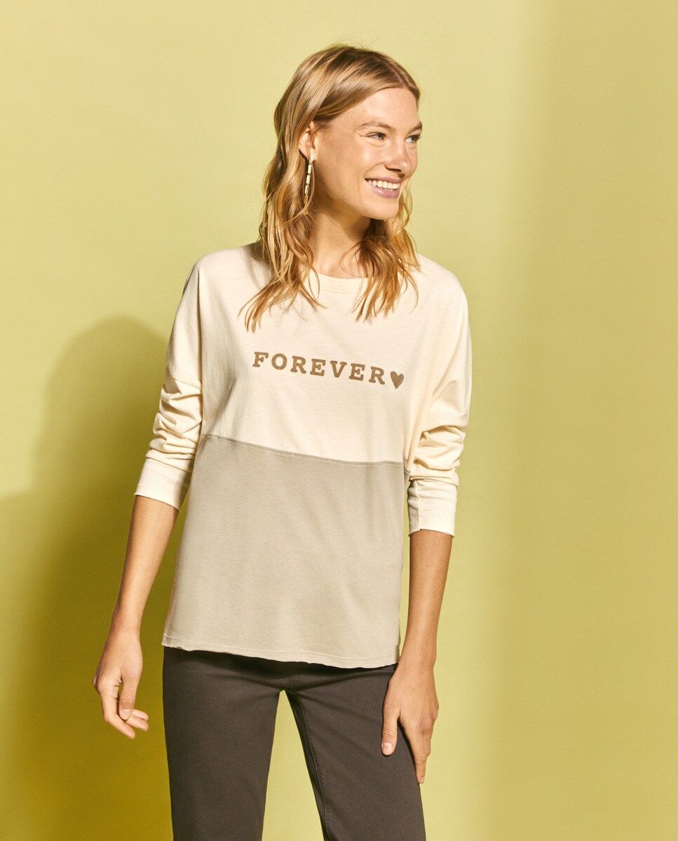 Tshirt color block avec texte