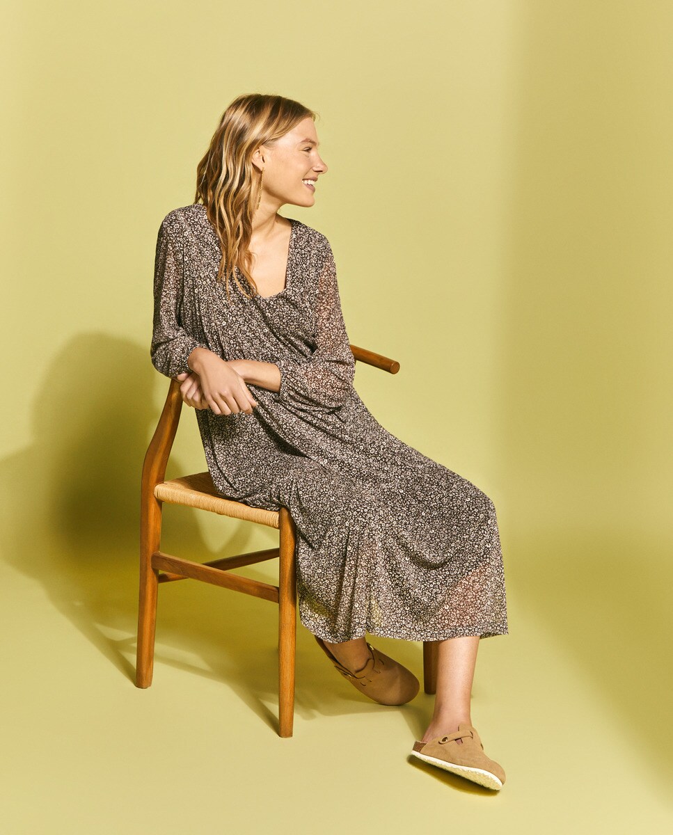 Robe en maille manches longues