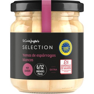 yemas de espárragos blancos muy gruesos IGP de Navarra 6-12 piezas frasco 110 g neto escurrido - El Corte Ingles Selection