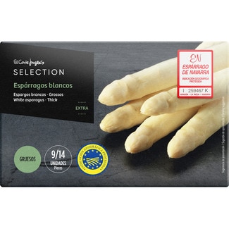 espárragos blancos IGP de Navarra gruesos 9-14 piezas lata 250 g neto escurrido - El Corte Ingles Selection