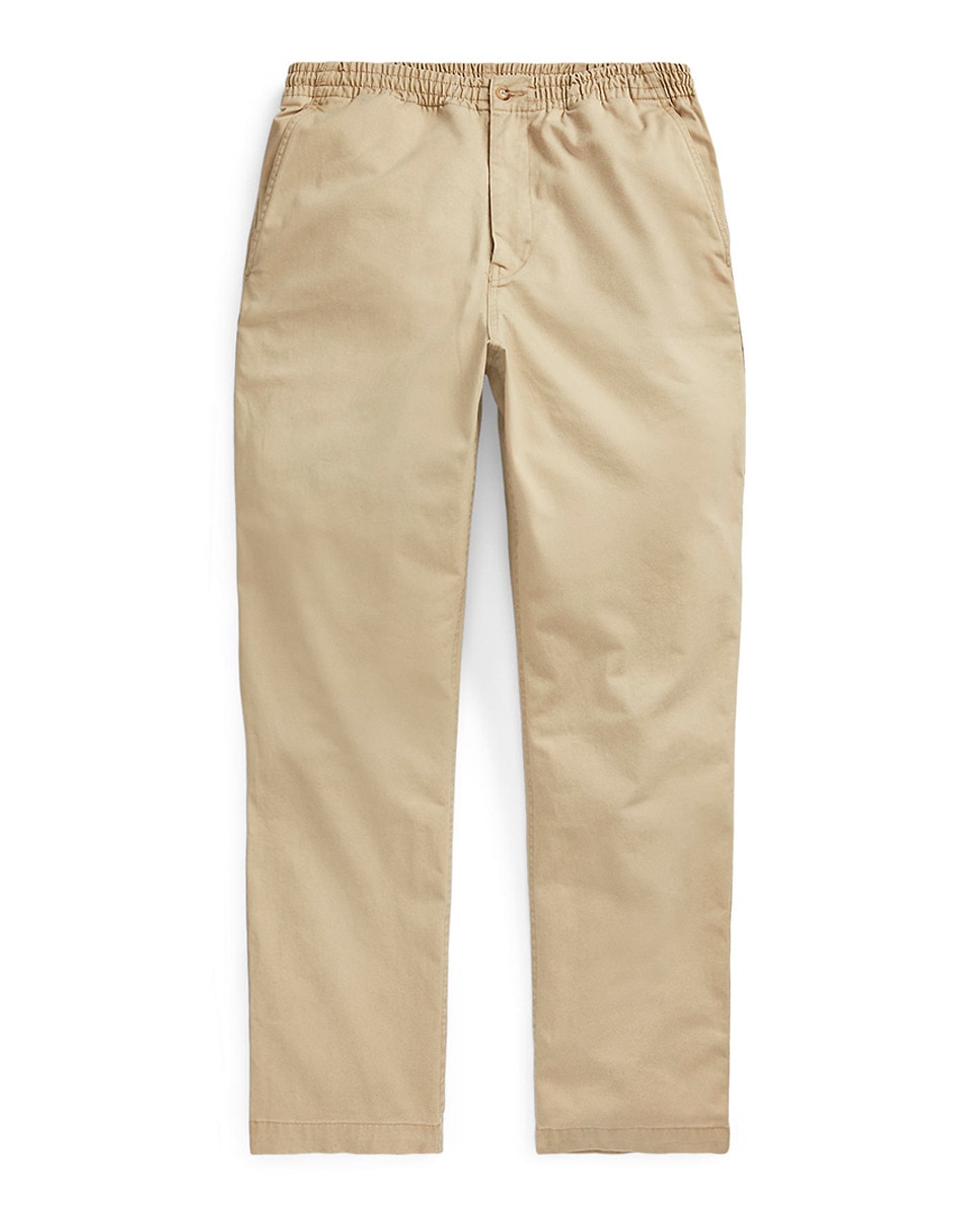 Calças Chino Regular Fit com Cintura Elástica Bege-5
