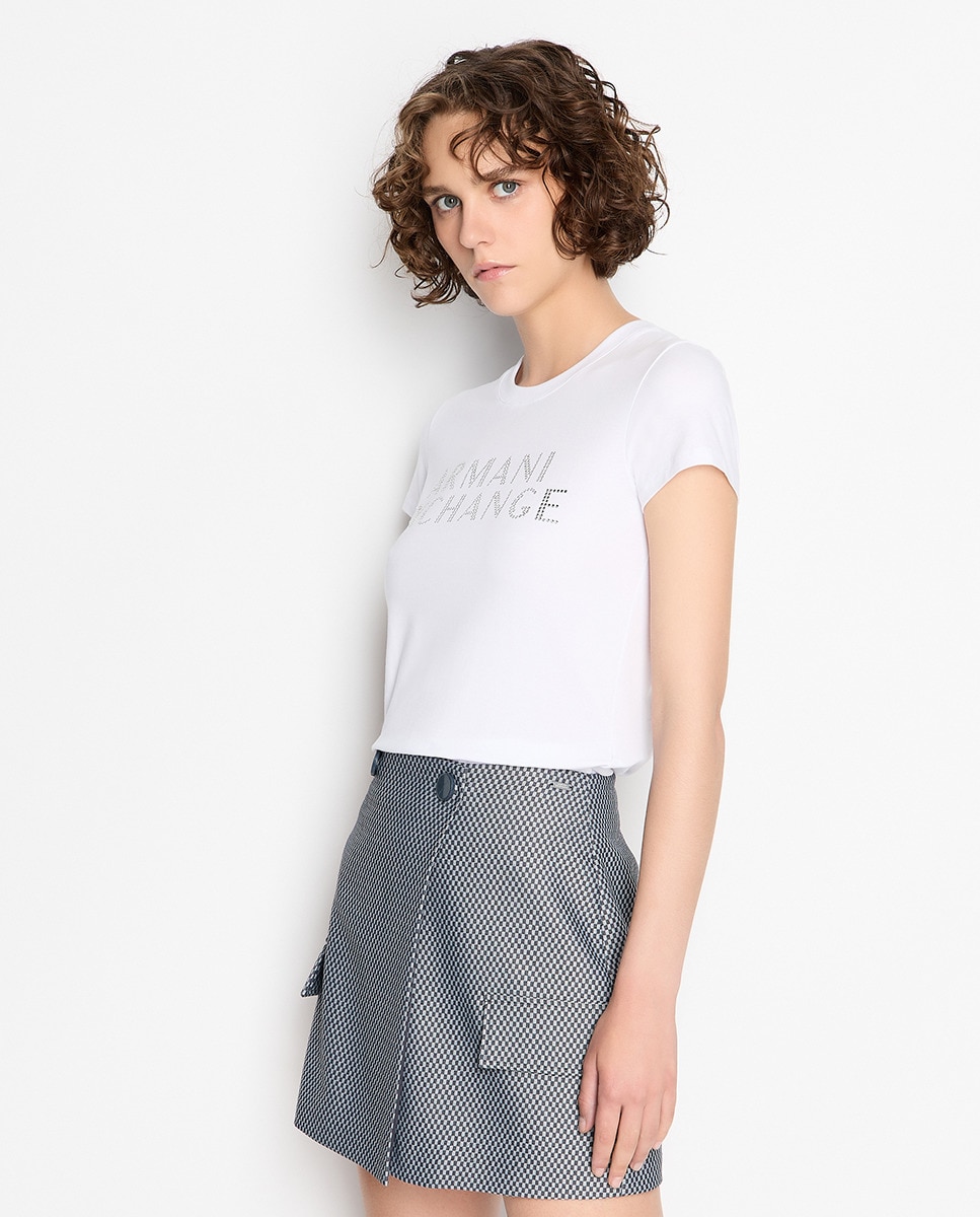 Tshirt slim fit avec logo en strass